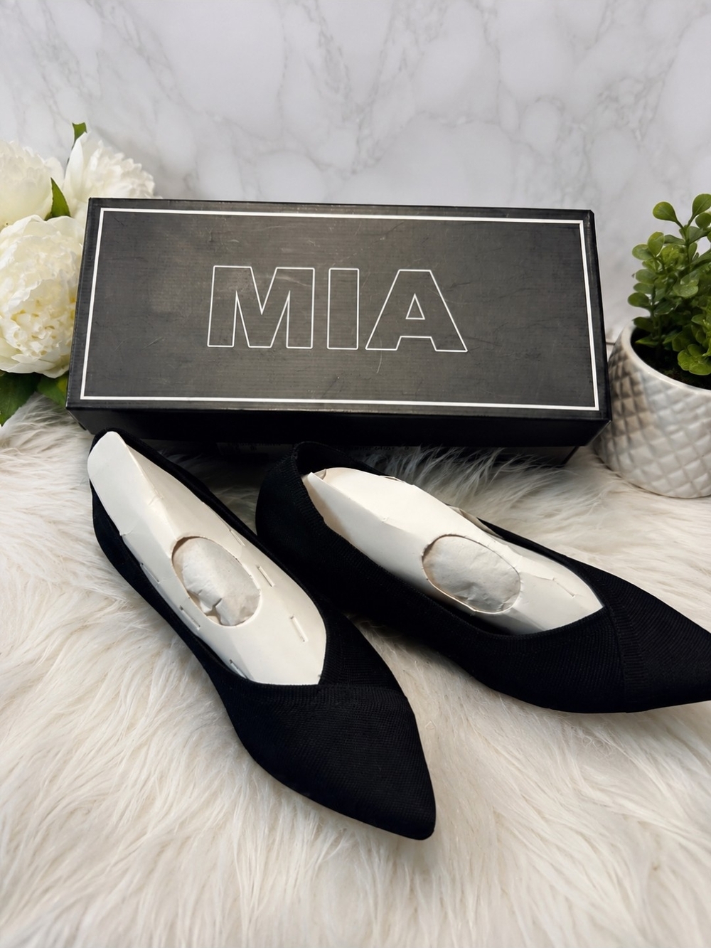 MIA Black Pointed Toe Slip-On Flats